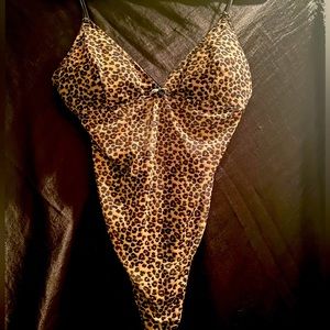 Forever 21 Mesh Cheetah Print Bodysuit XL